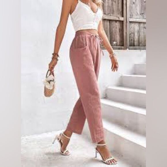 CYNTHIA ROWLEY M 100% Linen Pull On wide leg Pants - Picture 1 of 11